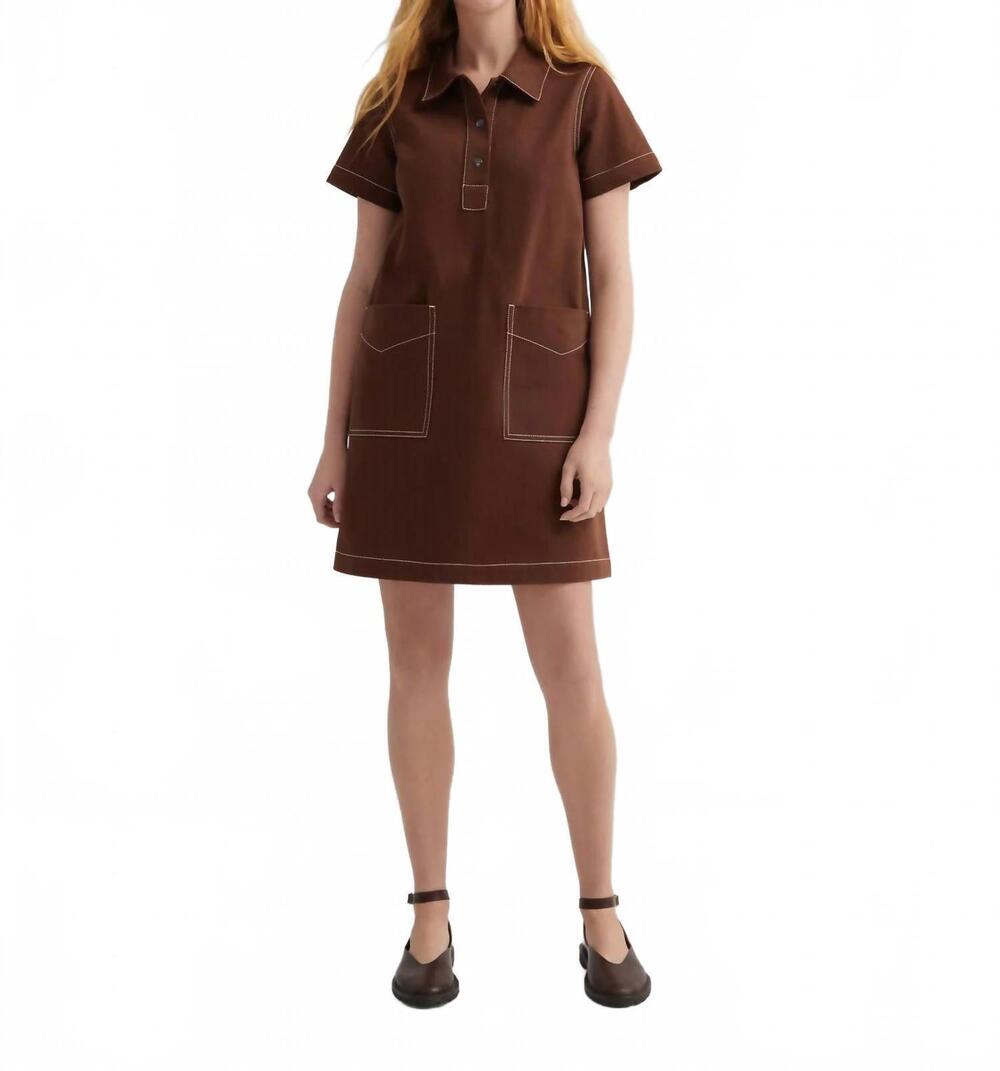 NEW KOWTOW foundation mini dress in brown denim